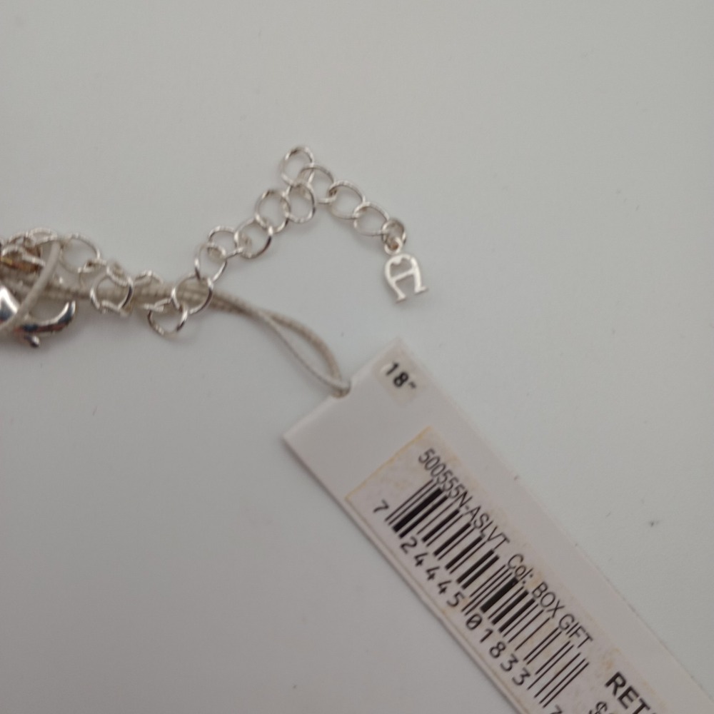 Etienne Aigner Silver-Tone Filigree Round Semi-Precious Pendant Necklace w/ Box‎ - Picture 9 of 14